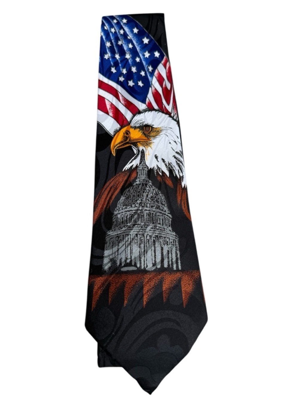 Steven Harris black USA bald eagle American flag men’s necktie NWOT